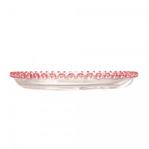 Petisqueira de Cristal Coração Borda Rosa 23,5cm x 2,5cm- Lyor
