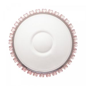 Saladeira de Cristal Coração Borda Rosa 21cm x 12cm - Lyor