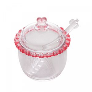 Meleira de Cristal com Pegador Coração Borda Rosa 9,5cm x 12cm- Lyor