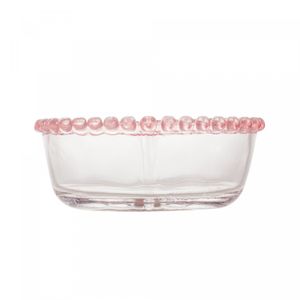 Bowl de Cristal Coração Borda Rosa 13,5cm x 12,5cm x 5cm- Lyor