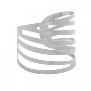 Conjunto 4 Anéis para Guardanapo de Aço Curves Prateado 4cm - Lyor