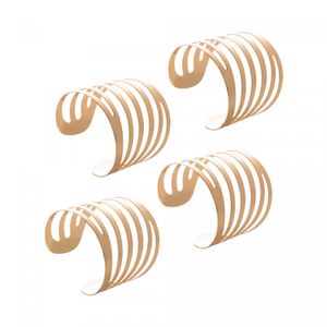 Conjunto 4 Anéis para Guardanapo de Aço Curves Dourado 4cm - Lyor
