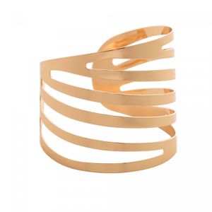 Conjunto 4 Anéis para Guardanapo de Aço Curves Dourado 4cm - Lyor