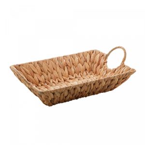 Cesta de Fibra Natural com Alça em Metal Revestida de Fibra 35cm x 25cm x 8cm - Lyor