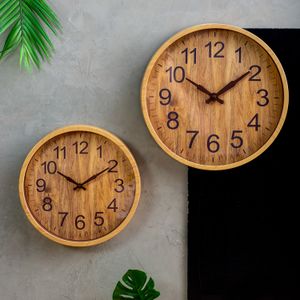 Relógio de Plástico para Parede Wood 25,4cm x 3,8cm - Lyor