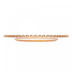 Sousplat de Cristal Coração Âmbar Metalizado 32cm - Lyor