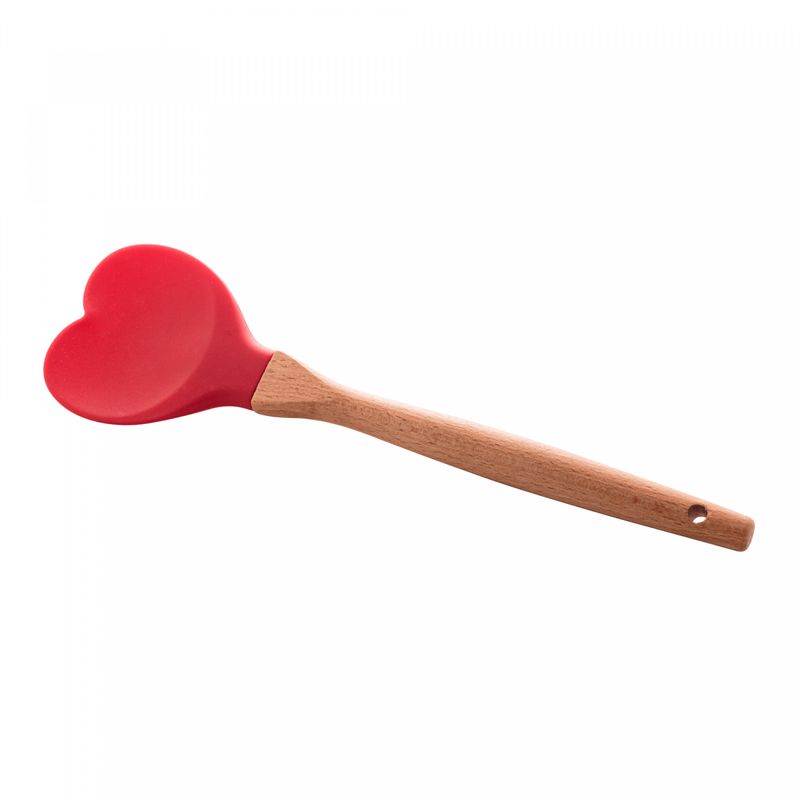 Colher-de-Silicone-com-Cabo-em-Bambu-Heart-Vermelho-27cm-Lyor