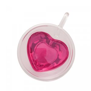Conjunto 2 Xícaras de Chá Parede Dupla de Vidro Borossilicato Dupla Heart 230ml - Lyor