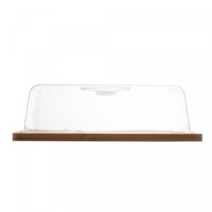 Prato para Queijo de Bambu com Tampa em Plástico 24cm x 18,5cm x 7,5cm - Lyor