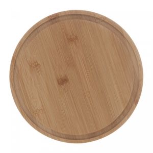 Prato para Queijo de Bambu com Tampa em Plástico 23,5cm x 23,5cm x 10cm - Lyor