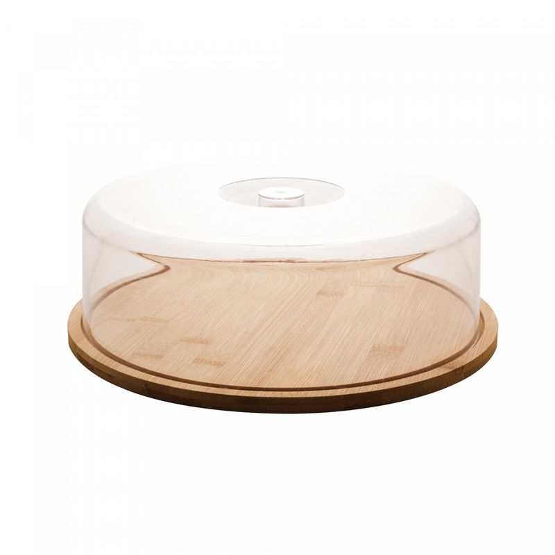 Prato-para-Bolo-de-Bambu-com-Tampa-em-Plastico-28cm-x-28cm-x-95cm-Lyor