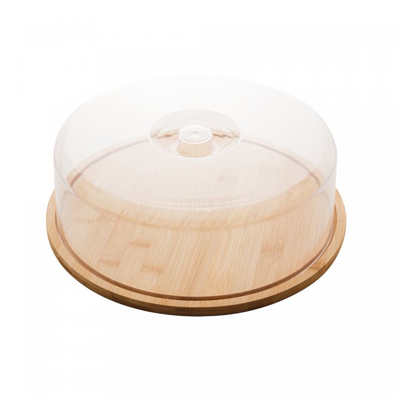 Prato-para-Bolo-de-Bambu-com-Tampa-em-Plastico-28cm-x-28cm-x-95cm-Lyor