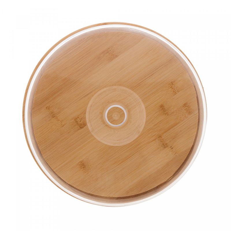 Prato-para-Bolo-de-Bambu-com-Tampa-em-Plastico-28cm-x-28cm-x-95cm-Lyor