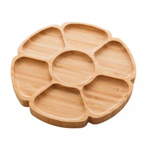 Petisqueira de Bambu com 7 Divisórias Flower 19cm x 19cm x 1,5cm - Lyor - Lyor