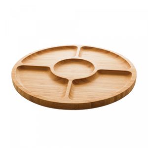 Petisqueira de Bambu com 5 Divisórias Round 30cm x 30cm x 1,5cm - Lyor