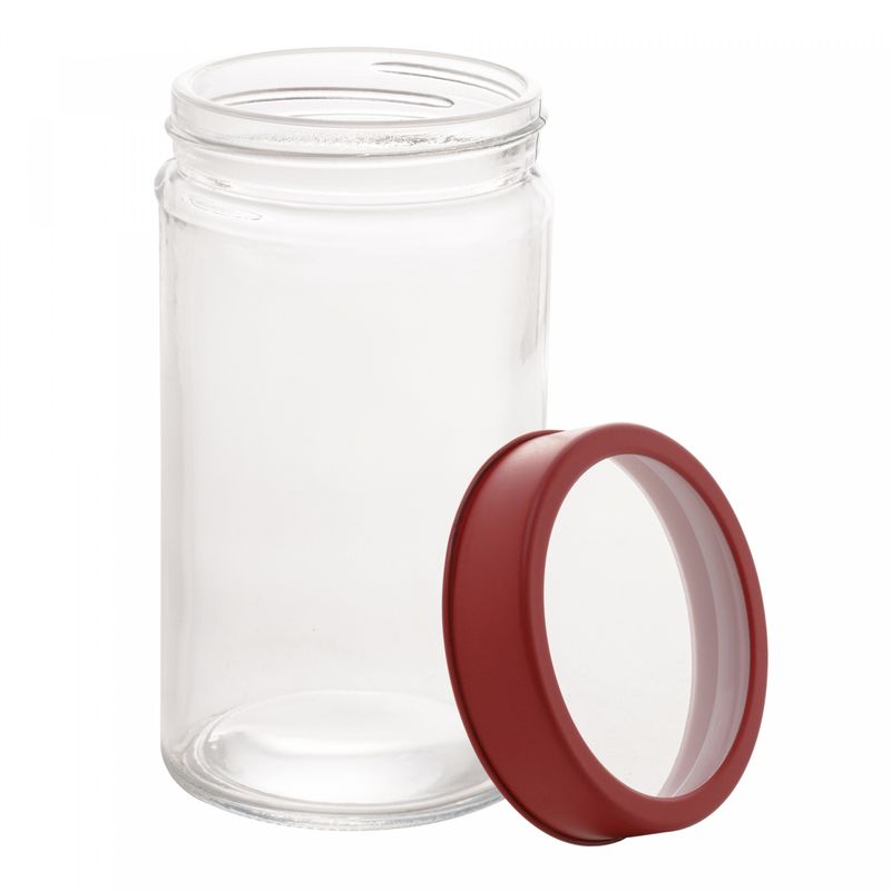 Pote-de-Vidro-com-Tampa-em-Acrilico-Gastro-Vermelha-500ml-Lyor