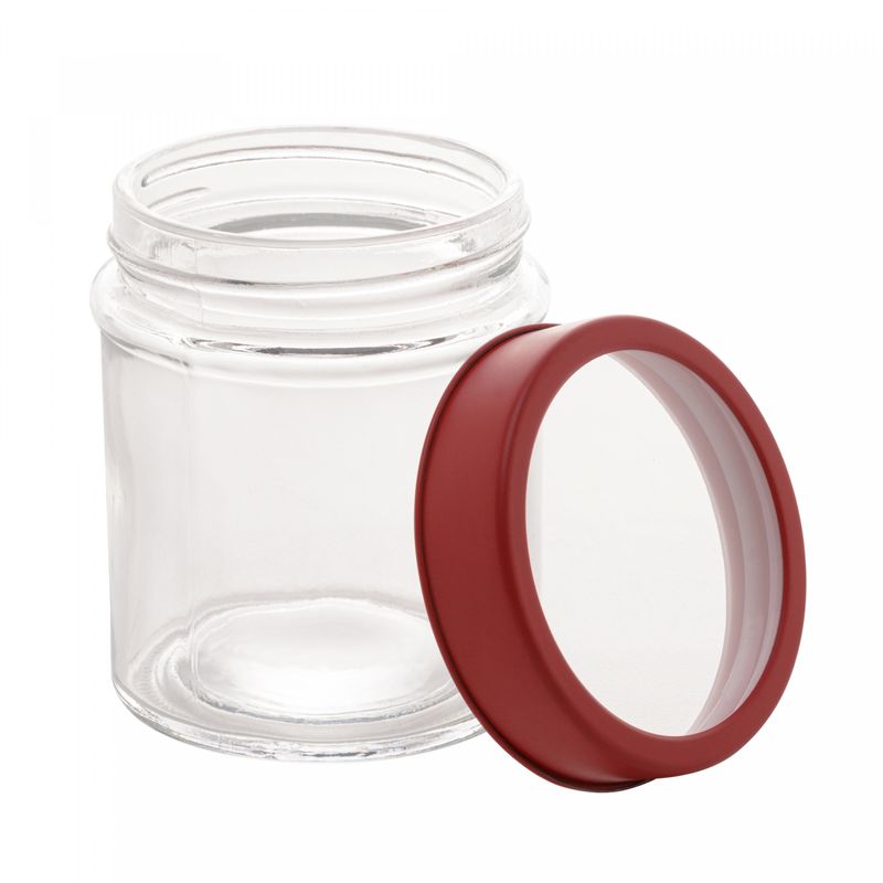 Pote-de-Vidro-com-Tampa-em-Acrilico-Gastro-Vermelha-350ml-Lyor