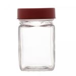 Pote-de-Vidro-com-Tampa-em-Acrilico-Gastro-Vermelha-300ml-Lyor