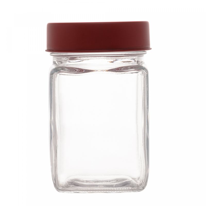 Pote-de-Vidro-com-Tampa-em-Acrilico-Gastro-Vermelha-300ml-Lyor