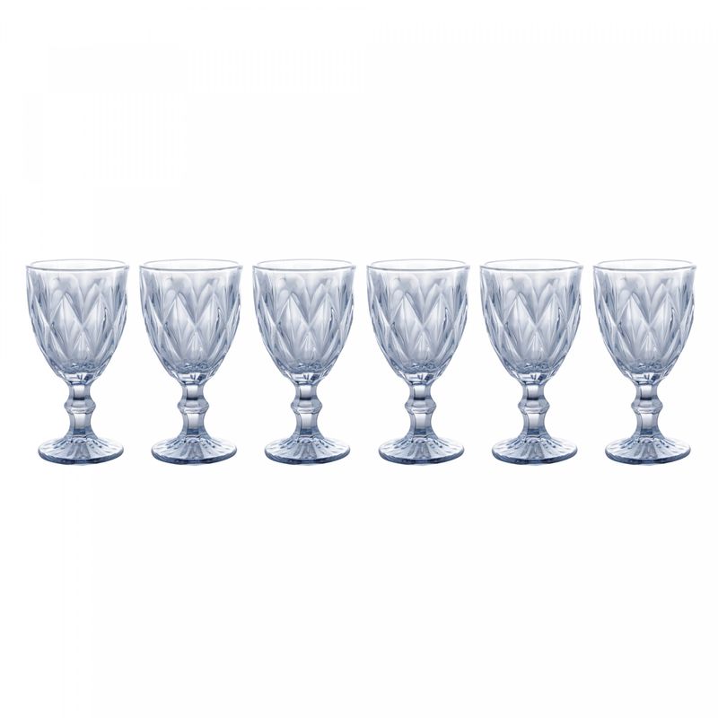 Conjunto-6-Tacas-de-Agua-de-Vidro-Diamond-Azul-Metalizado-325ml-Lyor