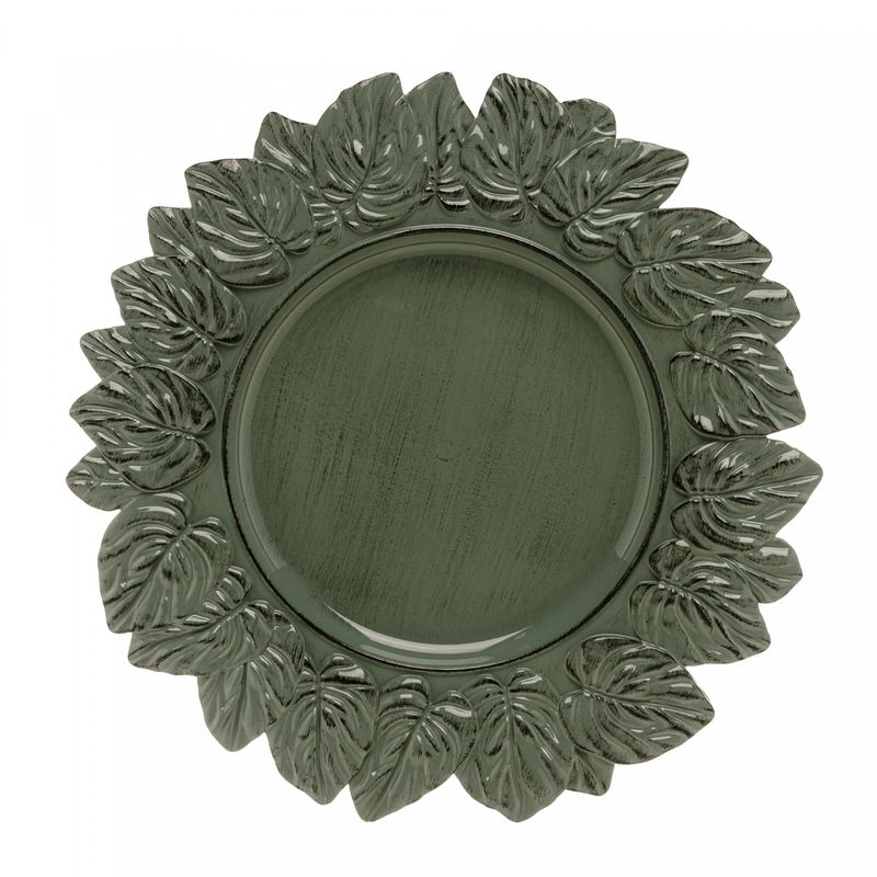 Sousplat-de-Plastico-Platinado-Garden-Leaf-Verde-35cm-Lyor