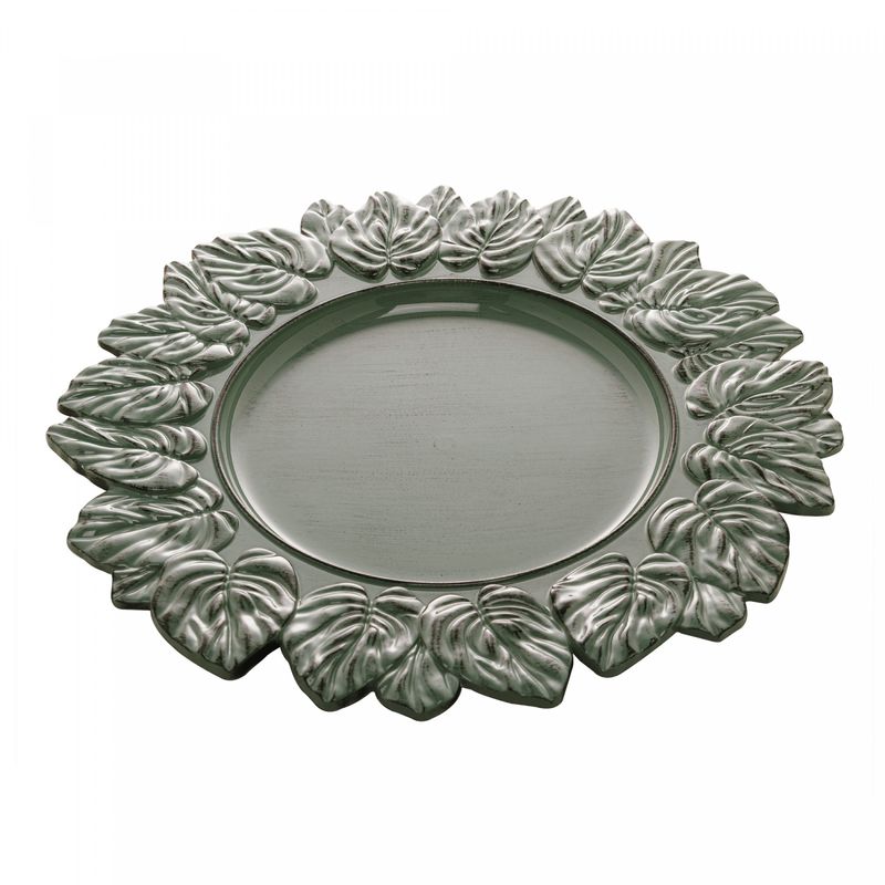 Sousplat-de-Plastico-Platinado-Garden-Leaf-Verde-35cm-Lyor