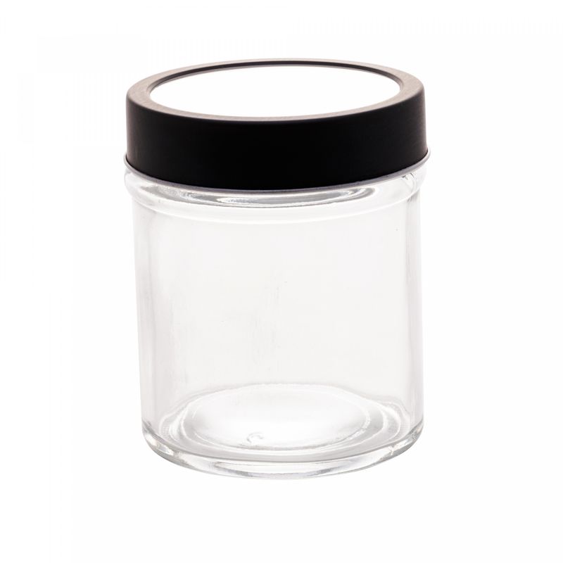 Pote-de-Vidro-com-Tampa-em-Metal-e-Acrilico-Gastro-Preta-350ml-Lyor