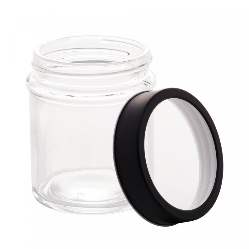 Pote-de-Vidro-com-Tampa-em-Metal-e-Acrilico-Gastro-Preta-350ml-Lyor