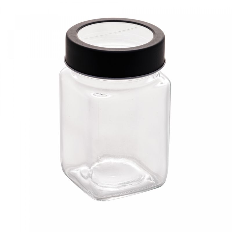 Pote-de-Vidro-com-Tampa-em-Metal-e-Acrilico-Gastro-Preta-300ml-Lyor