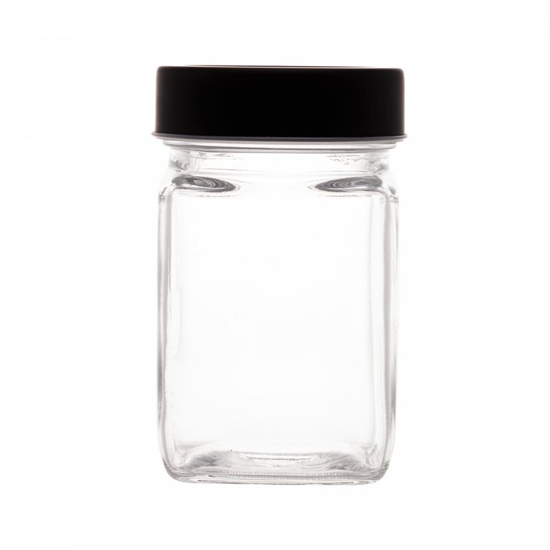 Pote-de-Vidro-com-Tampa-em-Metal-e-Acrilico-Gastro-Preta-300ml-Lyor