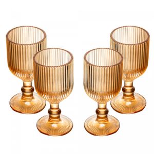 Conjunto 4 Taças de Vidro para Licor Lines Âmbar Metalizado 75ml - Wolff
