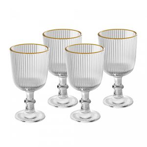 Conjunto 4 Taças de Vidro para Licor com Fio de Ouro Lines 75ml - Wolff