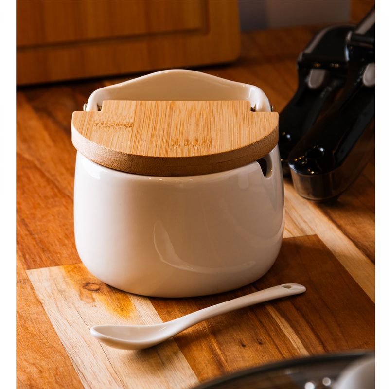 Saleiro-de-Mesa-de-Ceramica-com-Tampa-de-Bambu-e-Colher-Bianco-105cm-x-9cm-Lyor