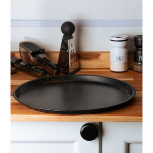 Assadeira Redonda Antiaderente de Aço Carbono Granilite Preta 32cm x 2cm - Lyor