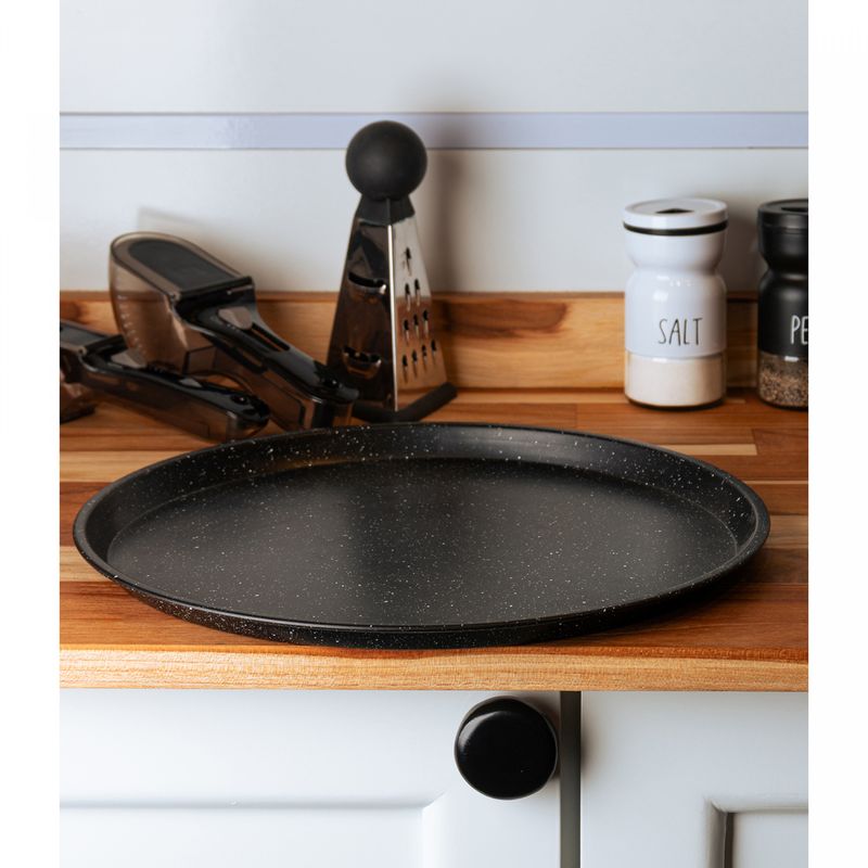 Assadeira-Redonda-Antiaderente-de-Aco-Carbono-Granilite-Preta-32cm-x-2cm-Lyor