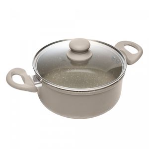 Caçarola de Indução Chef Pro 22cm Taupe Alumínio com Revestimento Cerâmico e Tampa de Vidro - Lyor