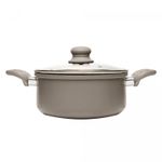 Cacarola-de-Inducao-Chef-Pro-22cm-Taupe-Aluminio-com-Revestimento-Ceramico-e-Tampa-de-Vidro-Lyor
