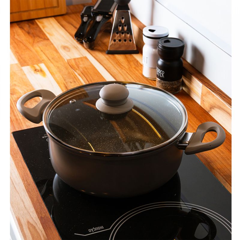 Cacarola-de-Inducao-Chef-Pro-22cm-Taupe-Aluminio-com-Revestimento-Ceramico-e-Tampa-de-Vidro-Lyor
