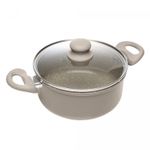 Cacarola-de-Inducao-Chef-Pro-20cm-Taupe-Aluminio-com-Revestimento-Ceramico-e-Tampa-de-Vidro-Lyor
