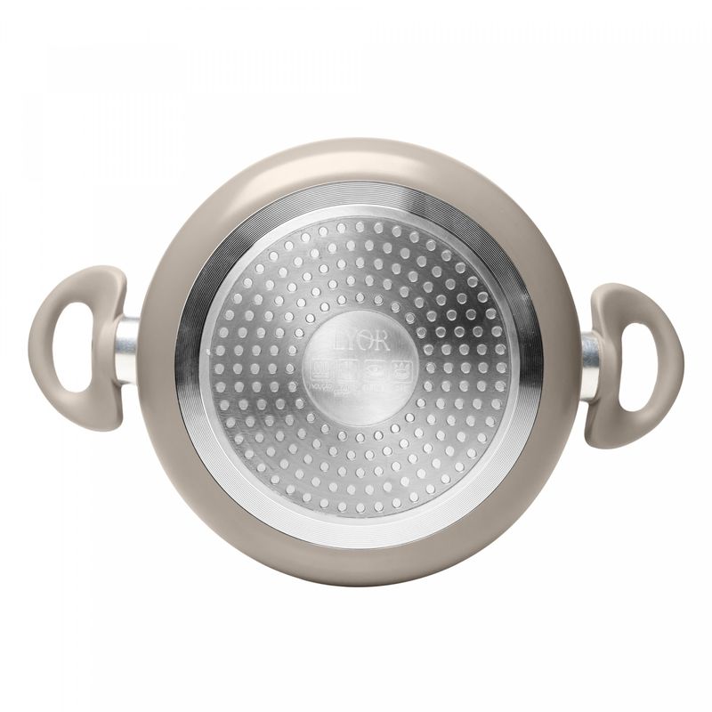 Cacarola-de-Inducao-Chef-Pro-20cm-Taupe-Aluminio-com-Revestimento-Ceramico-e-Tampa-de-Vidro-Lyor