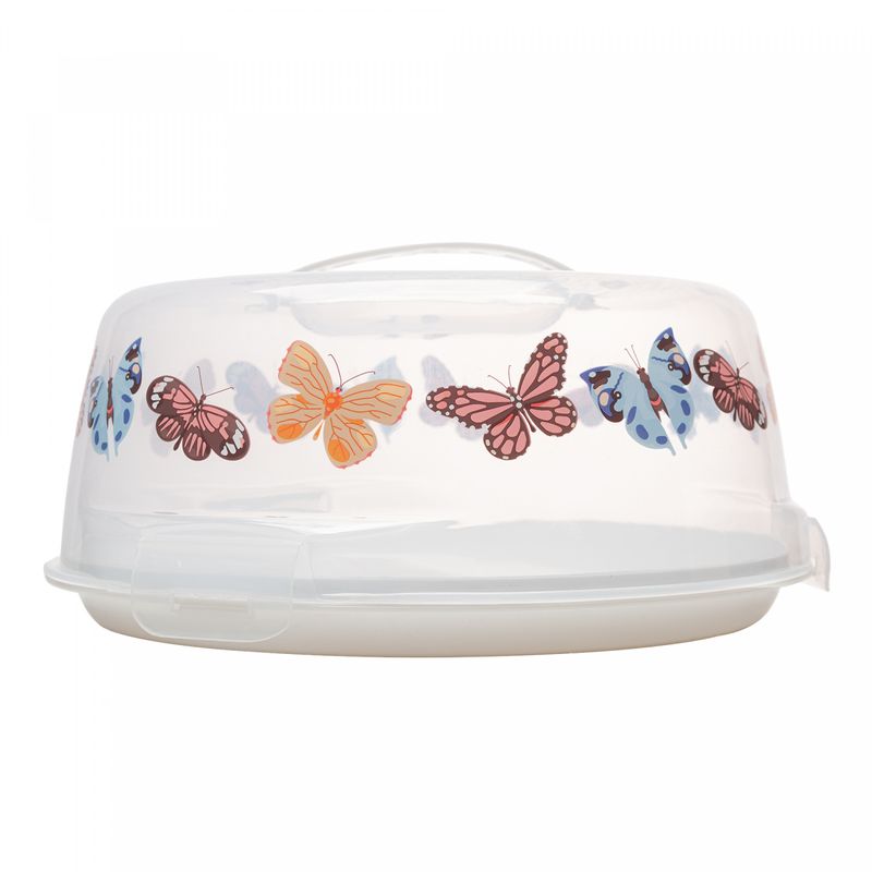 Prato-para-Bolo-de-Plastico-com-Tampa-e-Alca-Butterfly-28cm-x-12cm-Lyor