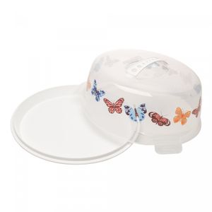 Prato para Bolo de Plástico com Tampa e Alça Butterfly 28cm x 12cm - Lyor