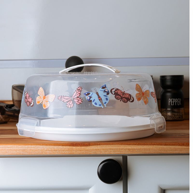 Prato-para-Bolo-de-Plastico-com-Tampa-e-Alca-Butterfly-28cm-x-12cm-Lyor