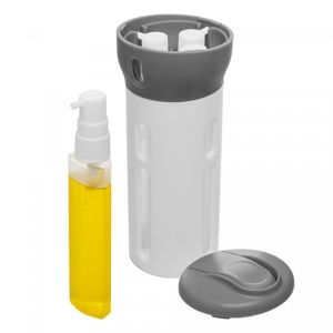 Dispenser Rotativo Portátil 4 em 1 para Viagem 16,6cm x 5,5cm x 7cm Cinza Plástico - Lyor