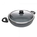 Wok-de-Inducao-com-Tampa-de-Vidro-28cm-Granilite-Cinza-Aluminio-com-Revestimento-Ceramico-Wolff
