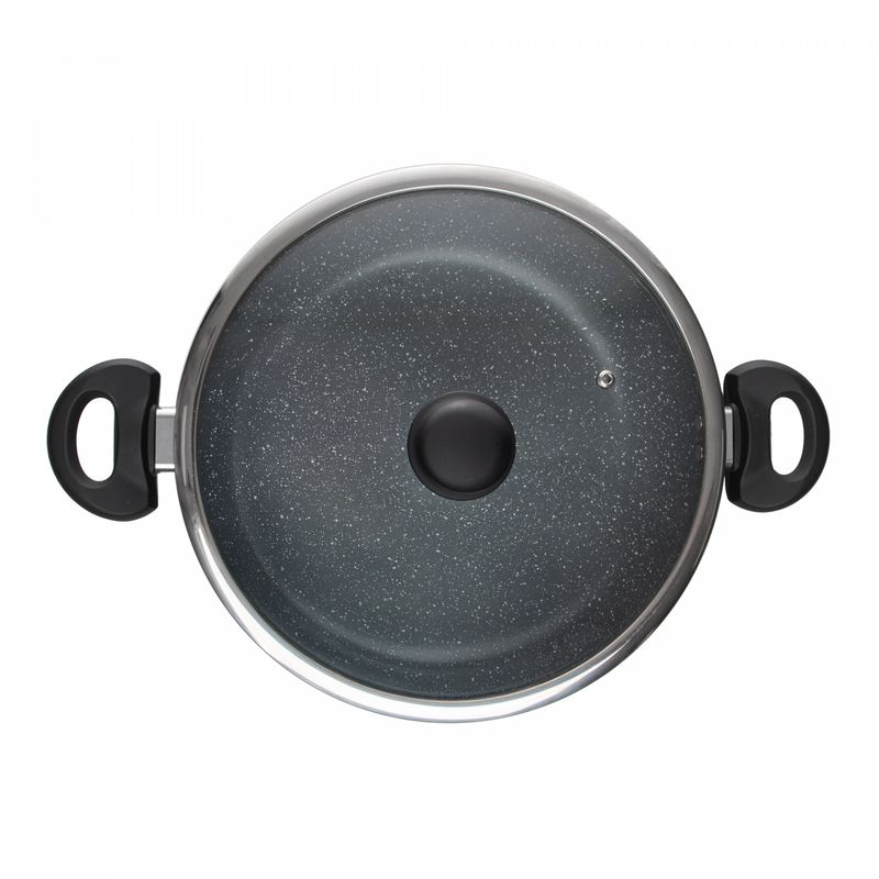 Wok-de-Inducao-com-Tampa-de-Vidro-28cm-Granilite-Cinza-Aluminio-com-Revestimento-Ceramico-Wolff