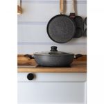 Wok-de-Inducao-com-Tampa-de-Vidro-28cm-Granilite-Cinza-Aluminio-com-Revestimento-Ceramico-Wolff