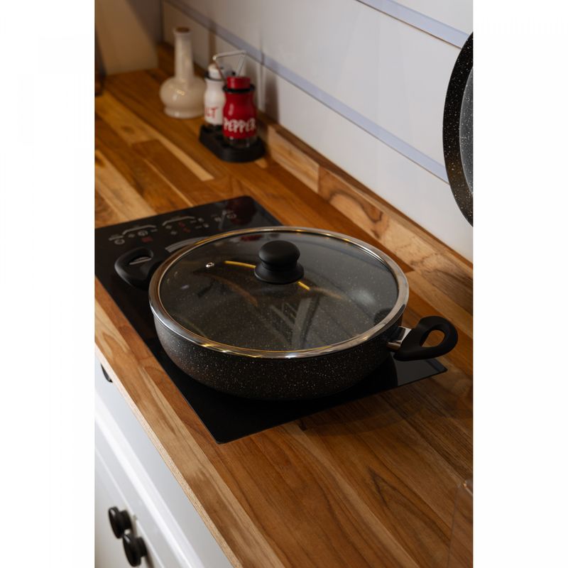 Wok-de-Inducao-com-Tampa-de-Vidro-28cm-Granilite-Cinza-Aluminio-com-Revestimento-Ceramico-Wolff