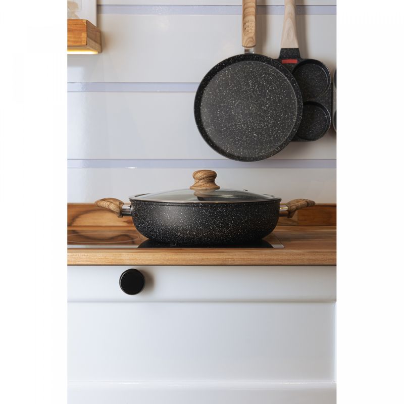 Wok-de-Inducao-com-Tampa-de-Vidro-28cm-Granilite-Preta-Aluminio-com-Revestimento-Ceramico-Wolff