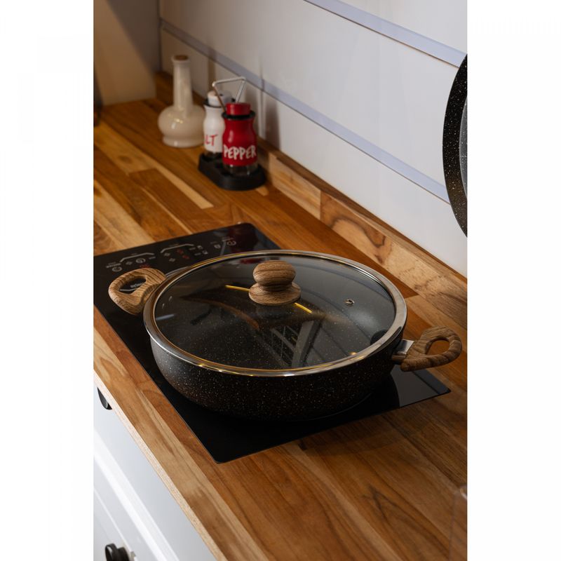 Wok-de-Inducao-com-Tampa-de-Vidro-28cm-Granilite-Preta-Aluminio-com-Revestimento-Ceramico-Wolff